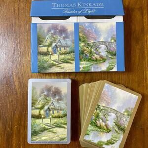 Thomas Kinkade Playing Cards Boxed Dual Deck Stillwater Bridge & Teacup Cottage